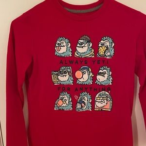 Boys Old Navy “Yeti” size 10-12 red long sleeve t-shirt